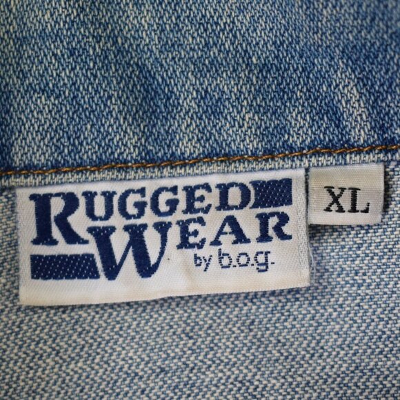 Vintage Rugged Wear Blue Denim Button Down Trucker Jacket Size XL - Picture 14 of 16